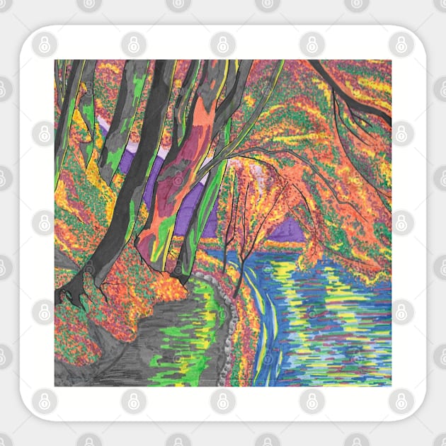 Colorful Forest Stream Sticker by Spacedust314